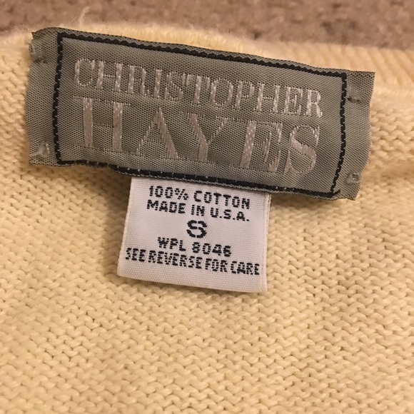 ✨ VTG Crewneck Knit Sweater Yellow Pastel V-neck S - Picture 4 of 5